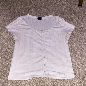 Art Class White Button Down Ribbed Top